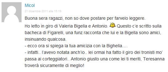 Antonio Passarelli su Facebook smentisce il presunto flirt con Valeria Bigella