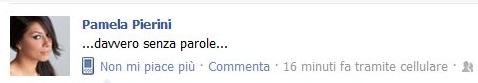 Pamela Pierini commenta su Facebook dopo la registrazione dell’ultima puntata del trono blu