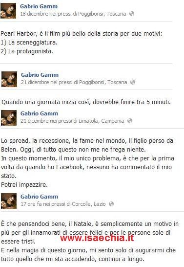 Gabrio Gamma: gli ultimi status su Facebook