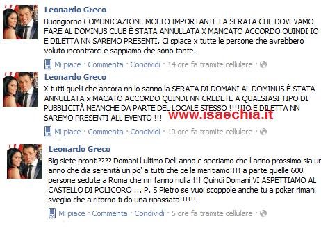 Leonardo Greco e Diletta Pagliano: ultimi status su Facebook