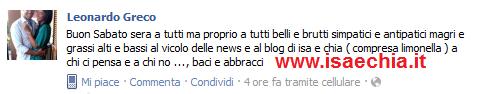 Leonardo Greco e Diletta Pagliano salutano il blog su Facebook…. preview