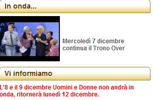 Oggi in onda il trono over,giovedì e venerdì Uomini e donne non andrà in onda preview