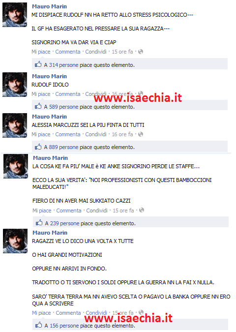 Anche Mauro Marin dalla parte di Rudolf Mernone: ‘Il Gf ha esagerato, e Alessia Marcuzzi è la più finta di tutti!’ preview