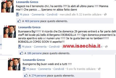 Leonardo Greco: gli ultimi status su Facebook