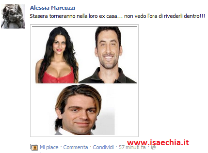 Alessia Marcuzzi su Fb: ‘Questa sera al Gf rientreranno Ferdinando Giordano, Cristina Del Basso e Patrick Ray Pugliese!’ article-post