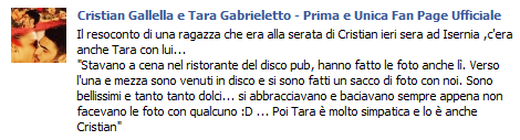 Cristian Gallella e Tara Gabrieletto: foto e resoconti dell’ultima serata article-post