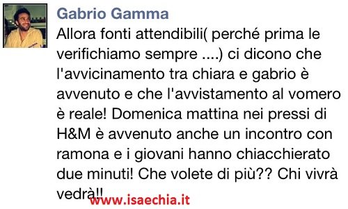 Chiara Sammartino e Gabrio Gamma: aria di riavvicinamento?