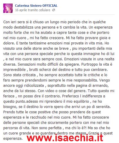 Caterina Siviero su Facebook: “Essere ridicolizzata da Armando Avellino mi ferisce…” preview