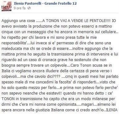Ilenia Pastorelli, su Facebook, risponde alle accuse di Federica Panicucci article-post