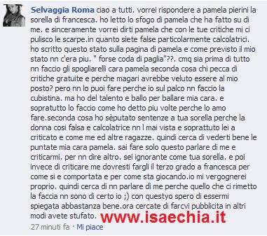 Selvaggia Roma, su Facebook, replica a Pamela Pierini.. preview