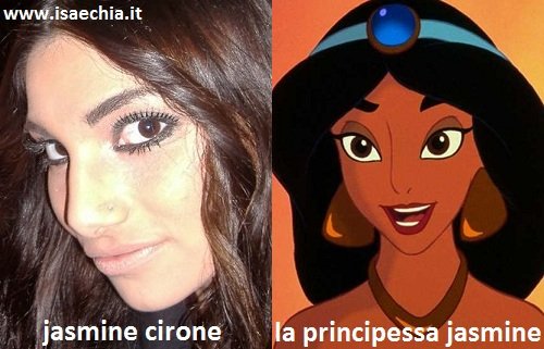 Somiglianza tra Jasmine Cirone e la principessa Jasmine