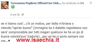 Teresanna Pugliese lascia dei commenti ed una nuova foto nel suo fansclub preview