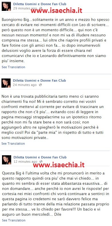 Diletta Pagliano su Facebook: ‘Non mi va di illudere nessuno, tantomeno me stessa: io e Leonardo Greco ci siamo lasciati definitivamente!’
