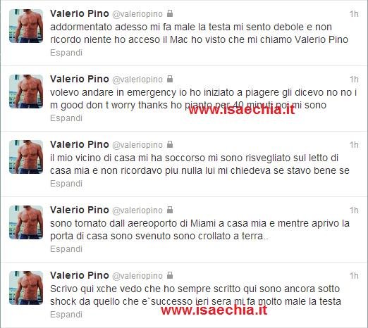 Valerio Pino shock su Twitter: “Ho battuto la testa e ho perso la memoria. Non posso essere stato io ad aver messo certe foto e certi video. Sono malato, mi devo curare”