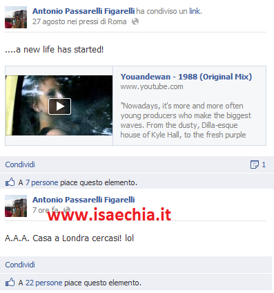 Antonio Passarelli su Facebook: ‘Cerco casa a Londra!’. Tramonta l’ipotesi trono? preview