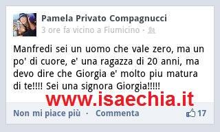 Pamela Compagnucci su Facebook attacca Manfredi Ferlicchia e si schiera dalla parte di Giorgia Lucini