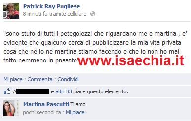 Patrick Pugliese su Facebook: ” Sono stufo dei pettegolezzi su me e Martina Pascutti, è evidente che qualcuno cerca di pubblicizzare la mia vita privata…” article-post