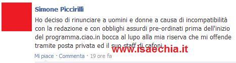 Diego Ciaramella è diventato tronista come riserva di un ragazzo che all’ultimo ha rifiutato di partecipare al programma