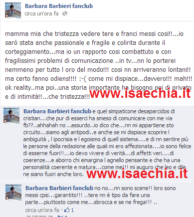 Barbara Barbieri su Facebook: “Che tristezza vedere Teresanna Pugliese e Francesco Monte così. Certo fanno audience, ma non andranno lontano” preview
