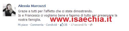 Alessia Marcuzzi su Facebook: “Io e Francesco Facchinetti ci vogliamo bene e faremo di tutto per preservare la nostra famiglia”