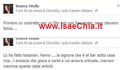 Waima Vitullo ha firmato un contratto per girare un film hot e a chi la attacca su Facebook risponde: “Quanto siete antichi!” article-post