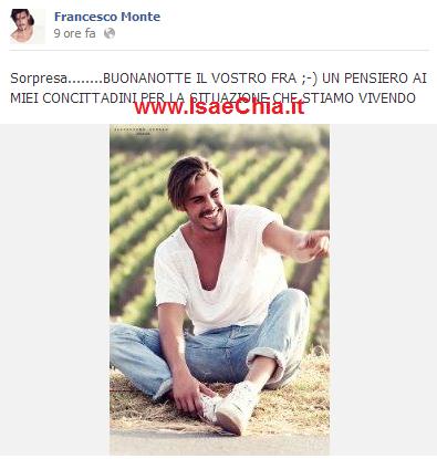 Francesco Monte scrive per la prima volta nella sua pagina ufficiale (foto) preview