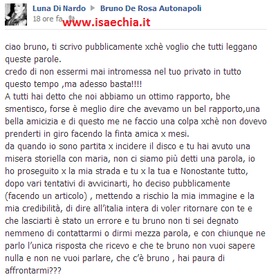 Bruno De Rosa: la sua ex Luna Di Nardo scrive sulla bacheca Facebook.. preview