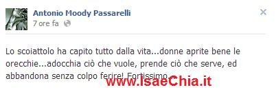 Antonio Passarelli: messaggio indirettamente rivolto a Teresanna Pugliese su Facebook? (foto e video)