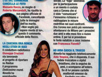 L’ex del Cummenda cancella le sue foto / Altri guai per Fabrizio Corona / Ad Aida Yespica casca il trucco preview