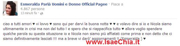 Emeralda Parià nel suo fanclub: “Io e Nicola Pizzicoli siamo in crisi…ma non del tutto. Vi terrò aggiornati…” preview