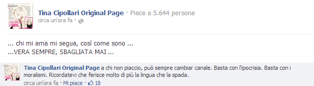 Tina Cipollari su Facebook a proposito dello schiaffo rifilato a Diego Ciaramella preview