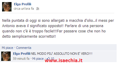 Elga Profili su Facebook dopo la puntata di ‘Uomini e Donne’ di oggi: ‘Non è assolutamente vero che sto con Antonio Jorio!’ article-post