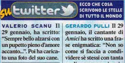 Ecco cosa scrivono su Twitter Valerio Scanu e Gerardo Pulli preview