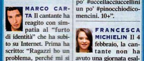 Ecco cosa scrivono Marco Carta, Francesca Michielin e Arisa su Twitter preview