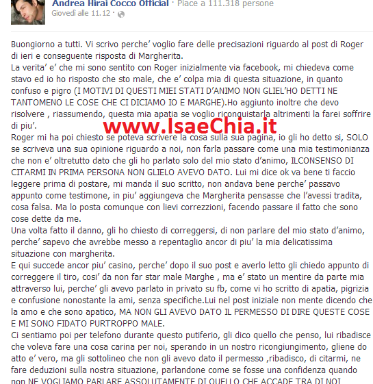 Andrea Cocco replica a Roger Garth: “Mi ero confidato con lui, ho sbagliato a fidarmi. La colpa della crisi con Margherita Zanatta è solo mia…” preview