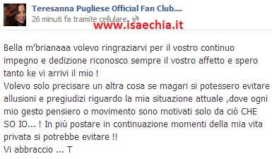 Teresanna Pugliese su Facebook: ‘Si potrebbe evitare di postare continuamente momenti della mia vita privata!’ preview