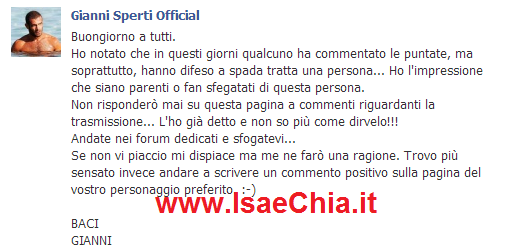 Gianni Sperti su Facebook replica a chi difende Elga Profili preview