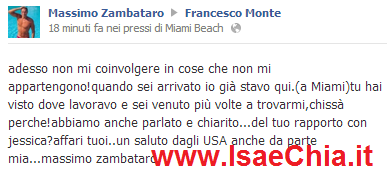 Massimo Zambataro scrive nella pagina di Francesco Monte:”Ero già negli Usa quando sei arrivato e se venuto tu a cercarmi…chissà perchè!” preview