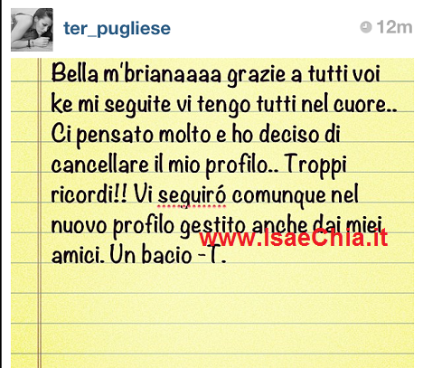 Teresanna Pugliese si cancella da Istangram? preview
