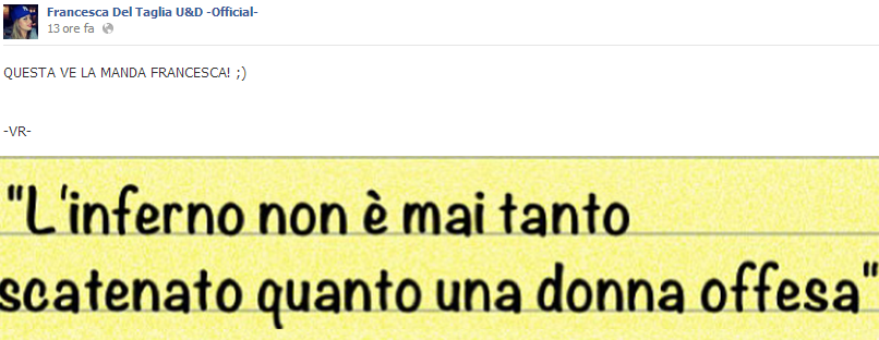 Francesca Del Taglia su Facebook: “Se ci ho creduto ora come ora non mollo!” article-post