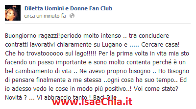 Diletta Pagliano su Facebook: “Ho bisogno di pensare finalmente a me stessa, adesso vedo le cose in modo più positivo!” preview
