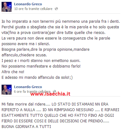 Leonardo Greco su Facebook: ‘Io non rimpiango nessuno e rifarei tutto quello che ho fatto!’ preview