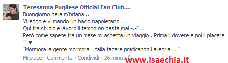 Teresanna Pugliese pubblica una nuova foto su Facebook e scrive.. preview