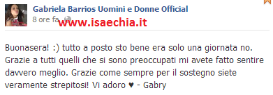 Gabriela Barrios: foto. E su Facebook scrive.. preview