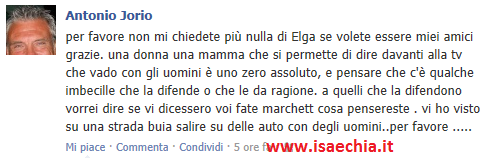 Antonio Jorio su Facebook: ‘Elga Profili si è permessa di dire che vado con gli uomini: per me è uno zero assoluto!’ preview