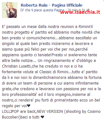Roberta Ruiu: foto. E su Facebook scrive.. article-post