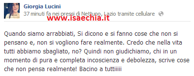 Giorgia Lucini su Facebook: ‘Non giudico Manfredi Ferlicchia, certe cose le ha dette in un momento di debolezza..’ article-post
