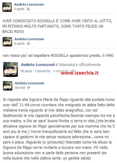 Amleto Lorenzoni, ex cavaliere del Trono over, si è fidanzato con Rossella: l’annuncio su Facebook preview