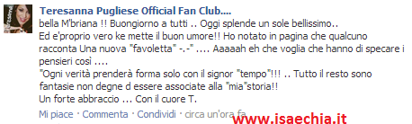 Teresanna Pugliese pubblica una nuova foto su Facebook e scrive: ‘La verità prenderà forma con il tempo..’ preview