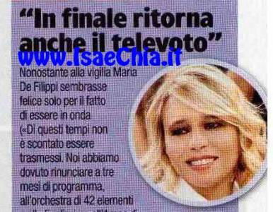 Maria De Filippi: “In finale ad Amici ritorna il televoto” preview